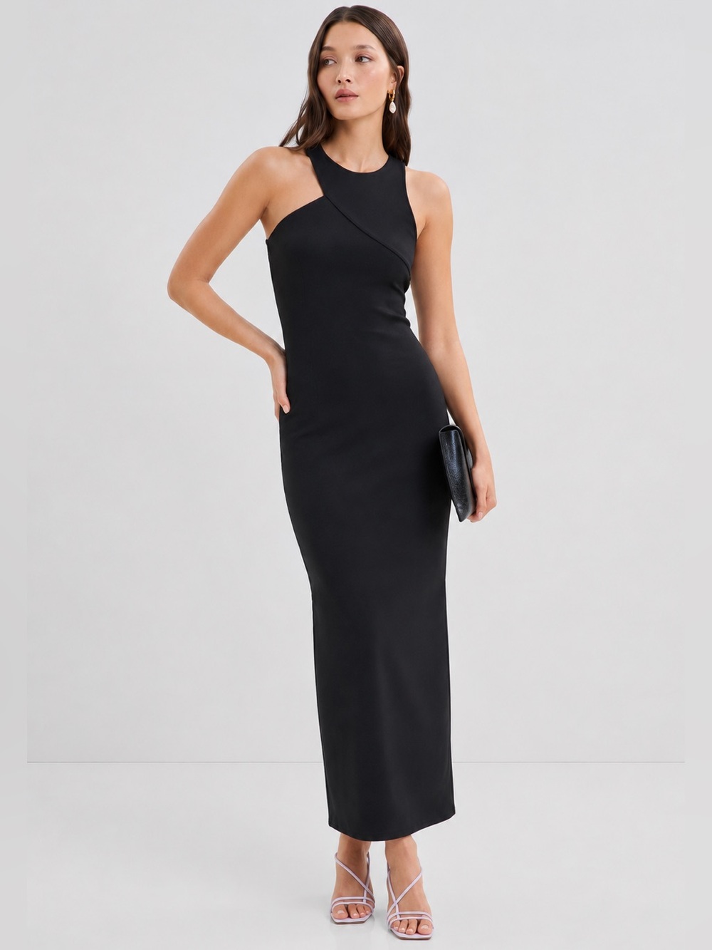 Marcella NYC Sabrina Dress Ponte Cocktail Asymmetric Midi Size XS - Picture 2 of 16